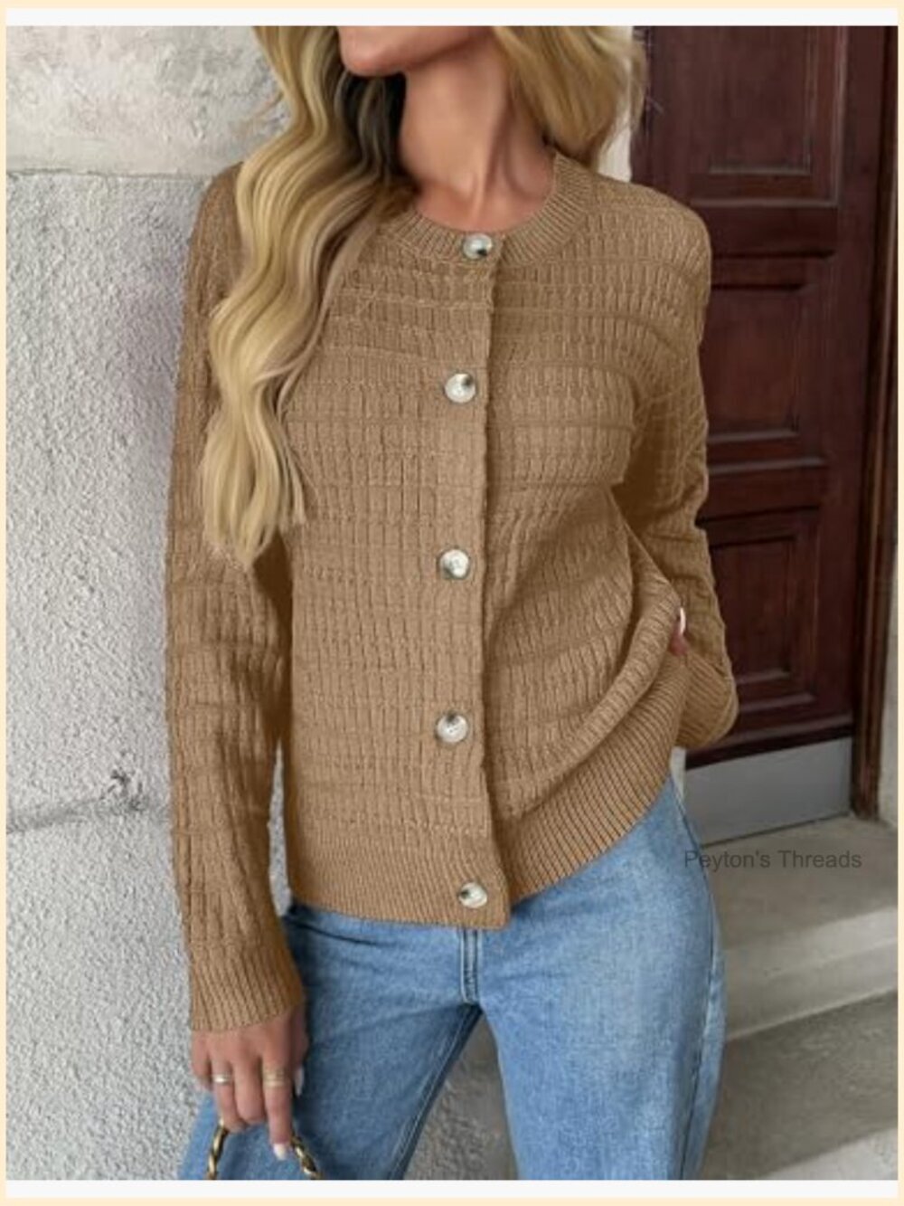 100% Acrylic Chunky Knit Cardigan Sweater Open Front Cropped - Picture 2 of 7